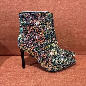 INC International Concepts Multicolor Sequin Heeled Boots